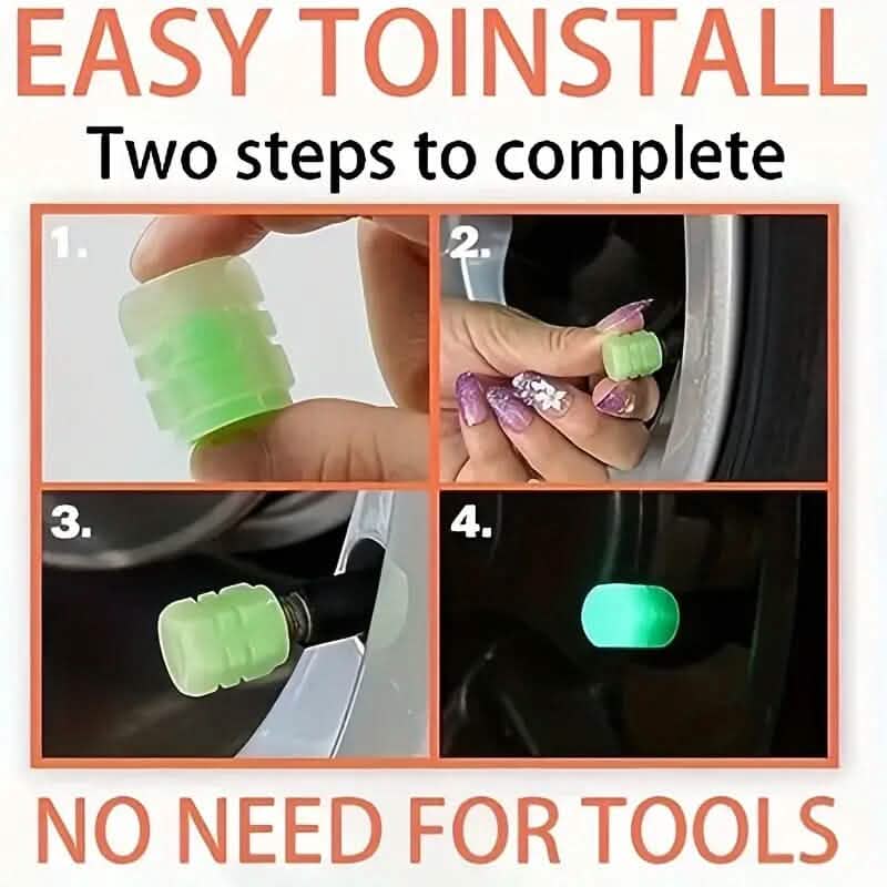 36-Pieces: Glow-in-the-Dark Car Tire Valve Cap Set
