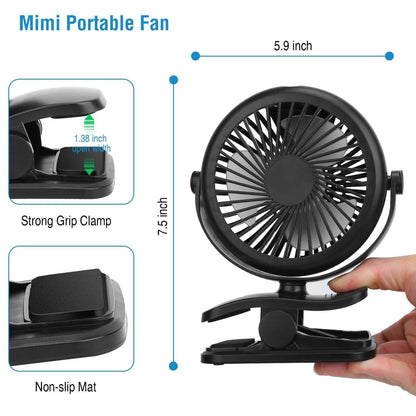360 Degree Clip On Fan Quiet Rechargeable