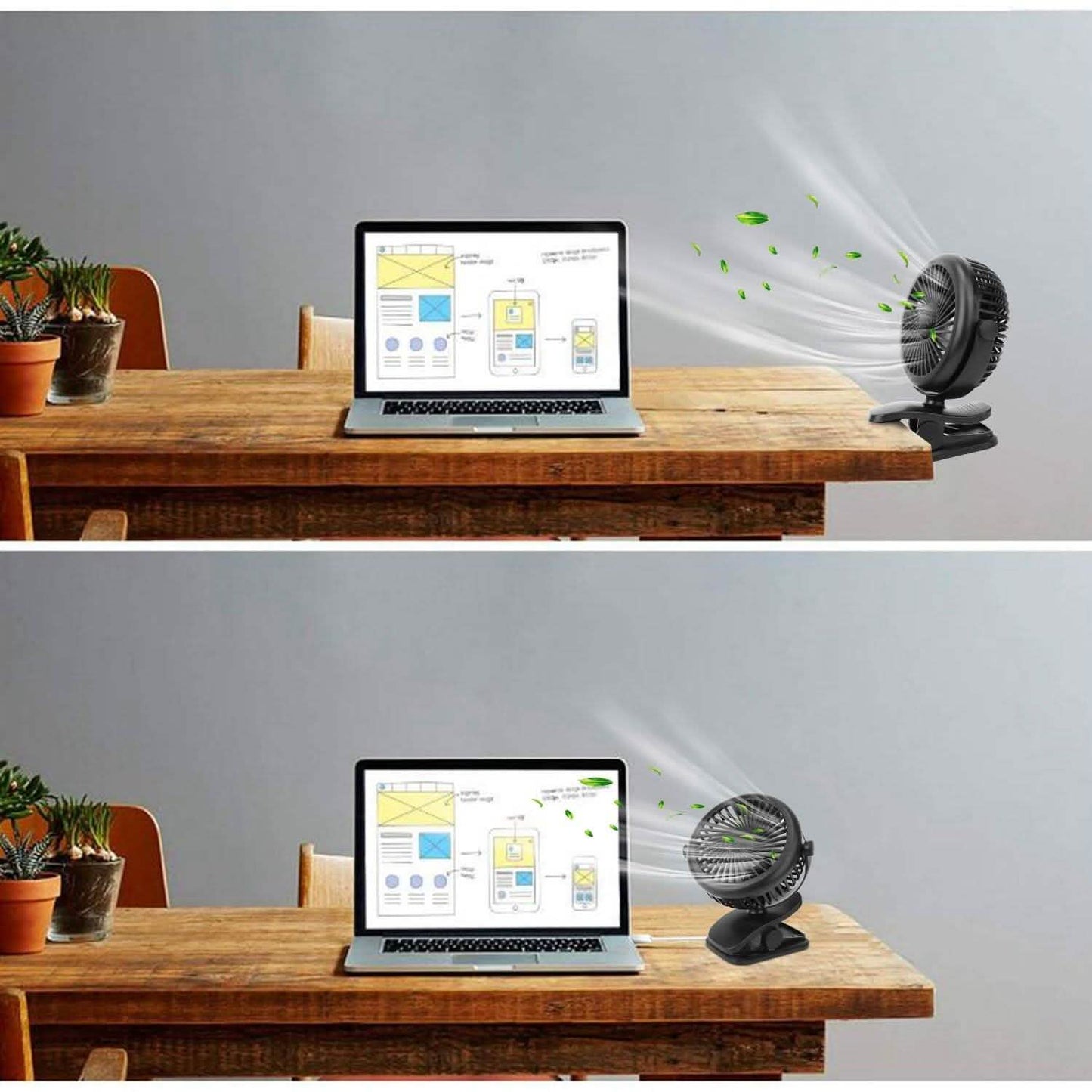360 Degree Clip On Fan Quiet Rechargeable