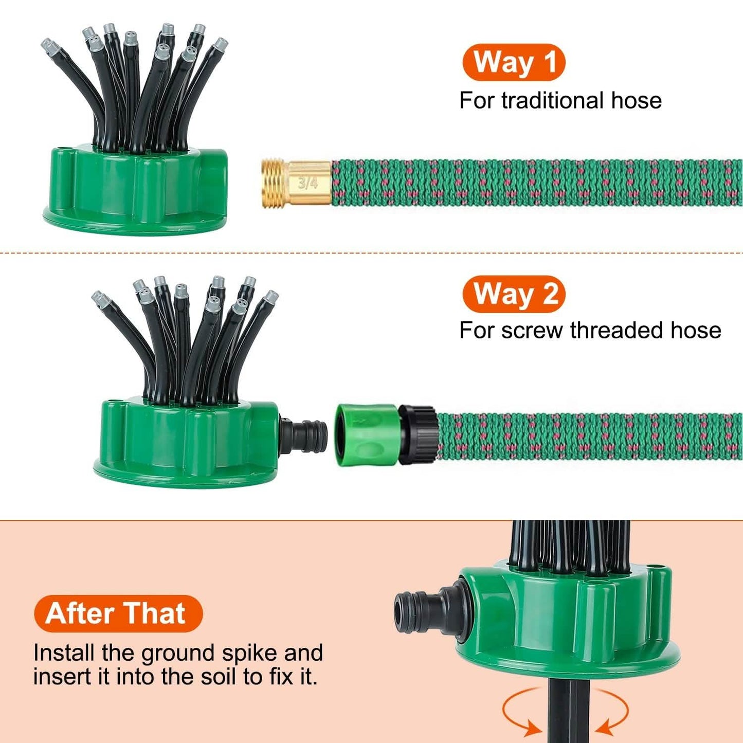 360° Flexible Lawn Sprinkler Automatic 12 Tubes Garden Water Irrigation Sprayers