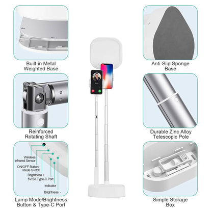 360° Rotatable Dual Phone Holder with Rechargeable Wireless Remote V8