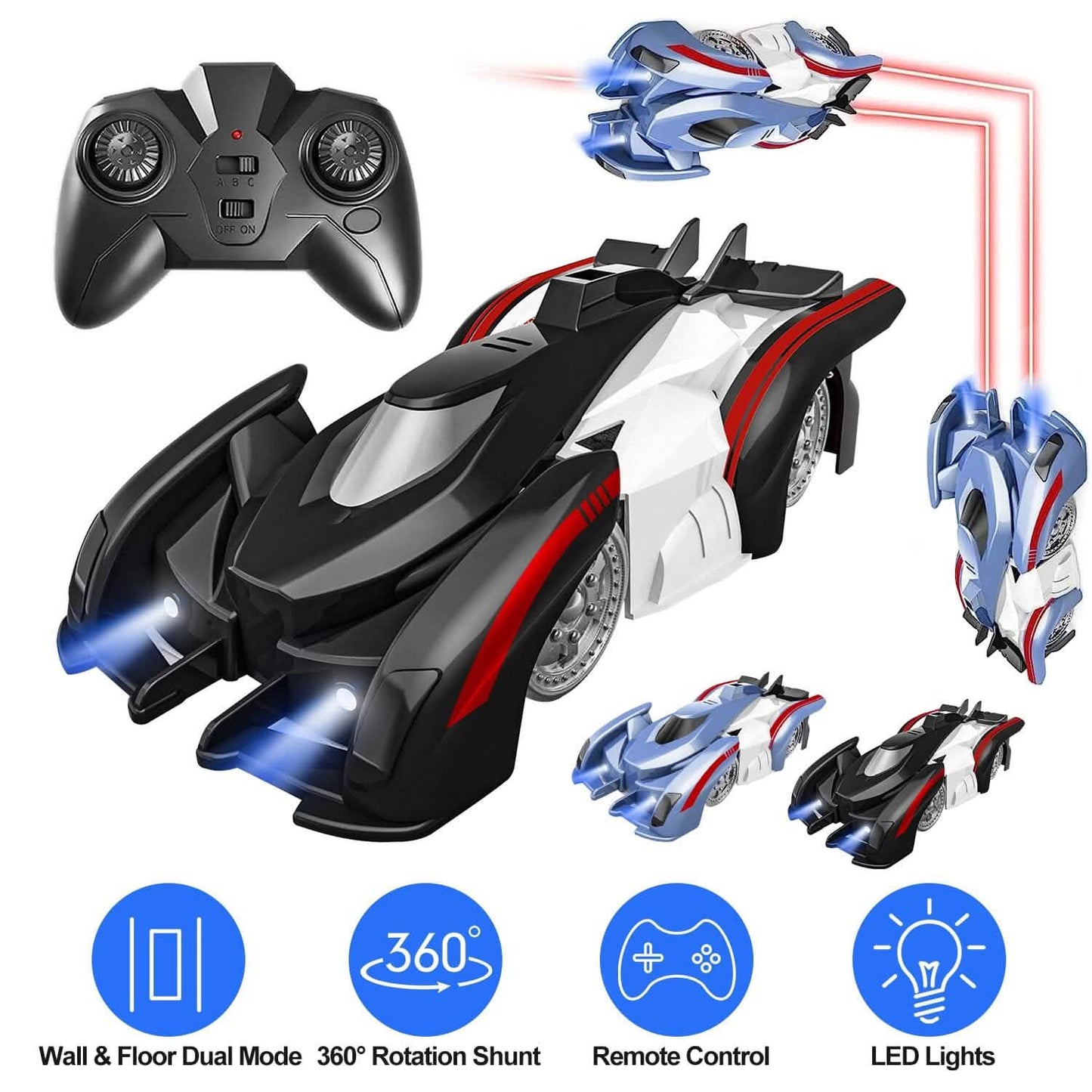 360¬∞ Rotating Electric Wall Climbing Remote Control Dual Mode Car