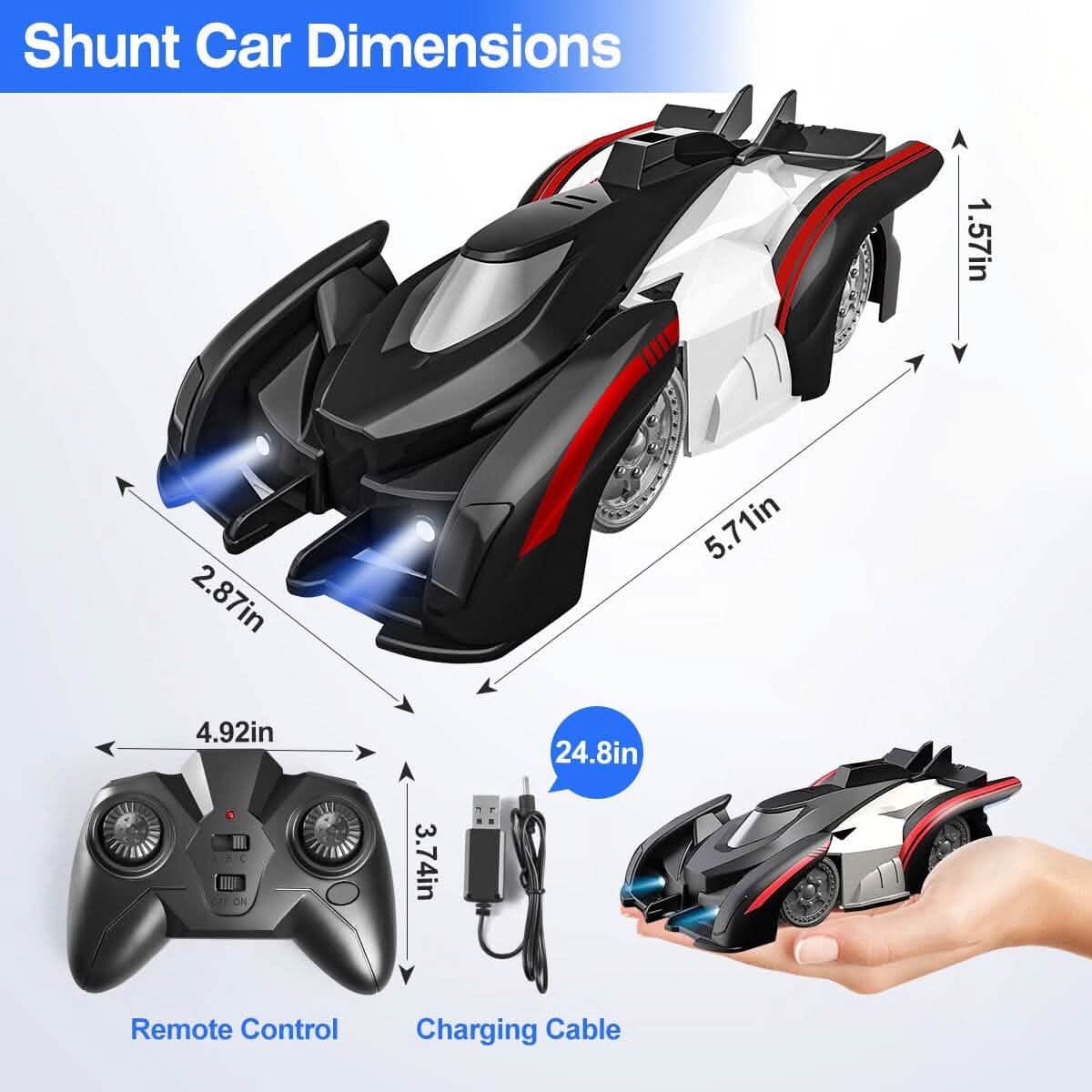 360¬∞ Rotating Electric Wall Climbing Remote Control Dual Mode Car