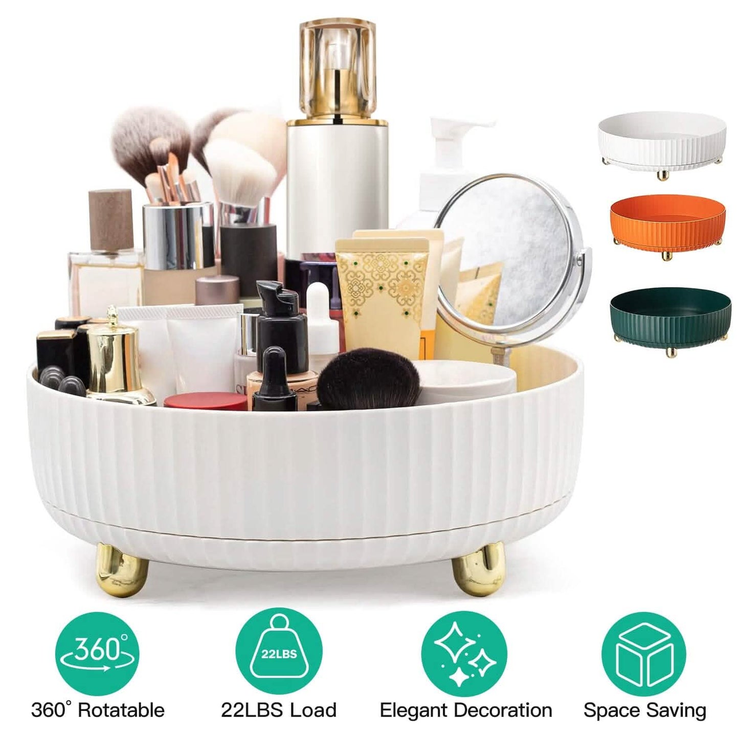 360¬∞ Spinning Perfume Cosmetic Storage Tray 22Lbs Load