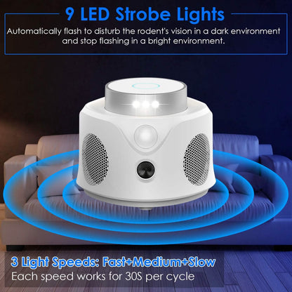 360° Ultrasonic Mice Repellent Indoor with 3 Modes 9 Strobe Lights