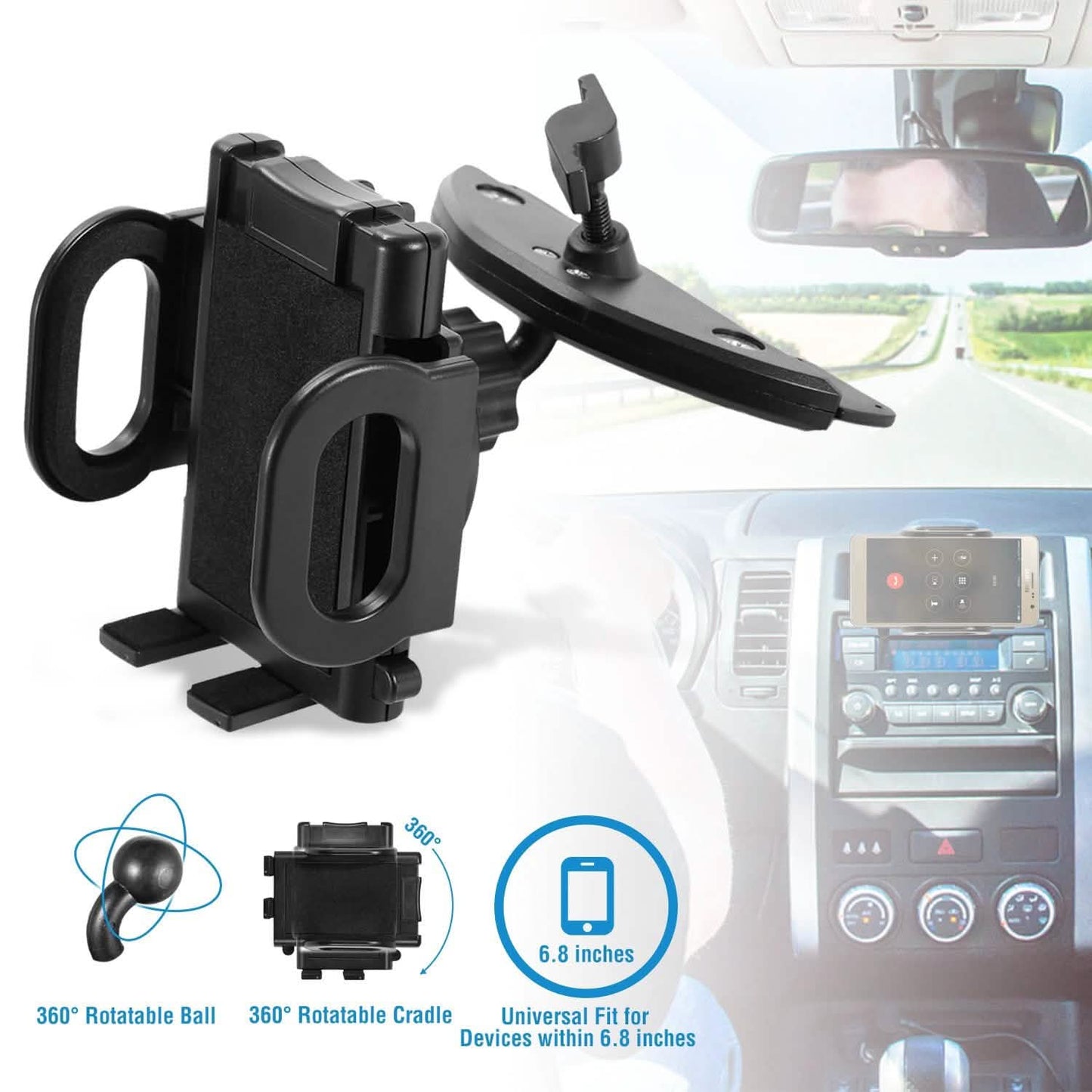 360° Universal CD Slot Car Phone Mount
