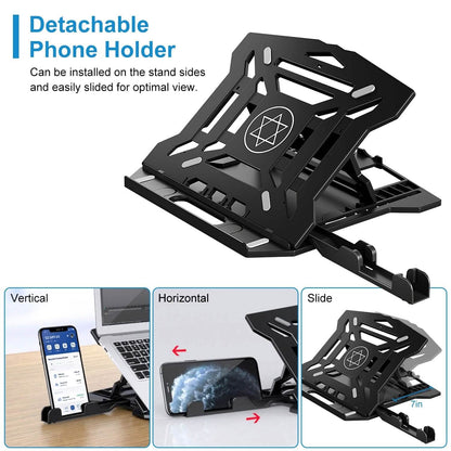 360º Rotating Laptop Riser Stand with Phone Stand 8 Level Adjustable Height