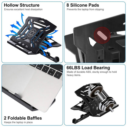 360º Rotating Laptop Riser Stand with Phone Stand 8 Level Adjustable Height