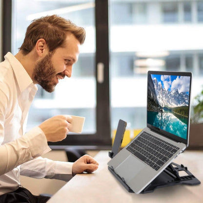 360º Rotating Laptop Riser Stand with Phone Stand 8 Level Adjustable Height