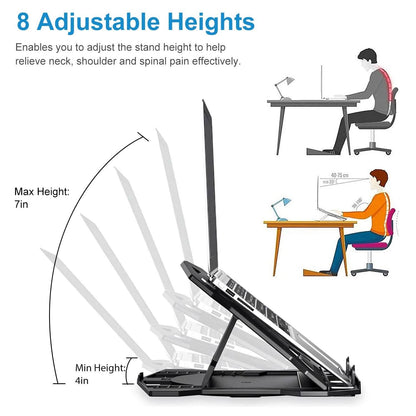 360º Rotating Laptop Riser Stand with Phone Stand 8 Level Adjustable Height