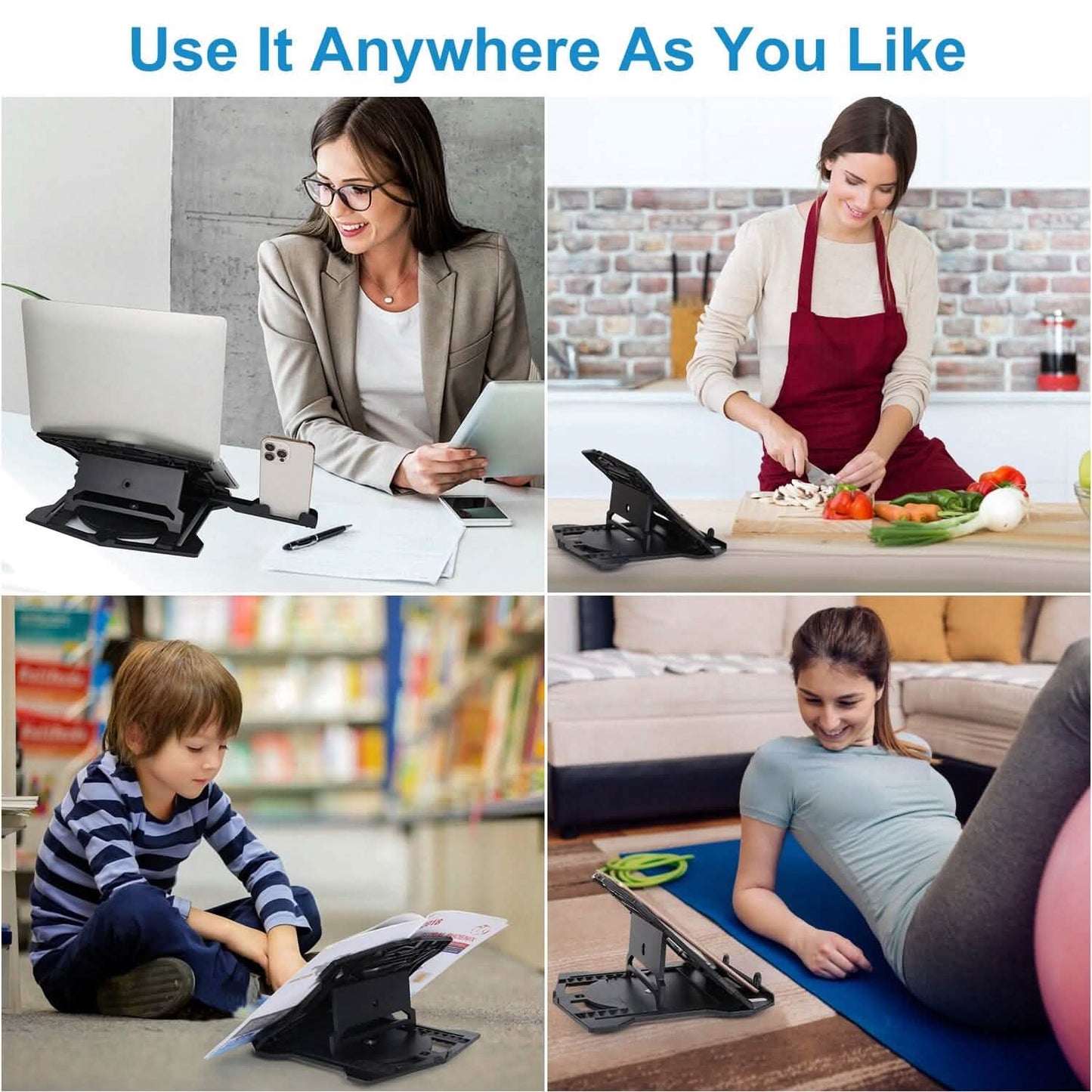 360º Rotating Laptop Riser Stand with Phone Stand 8 Level Adjustable Height