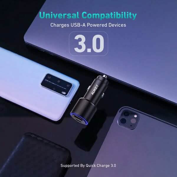 AUKEY 36W LED Car Charger CC-Y18S Dual USB-C/USB-A