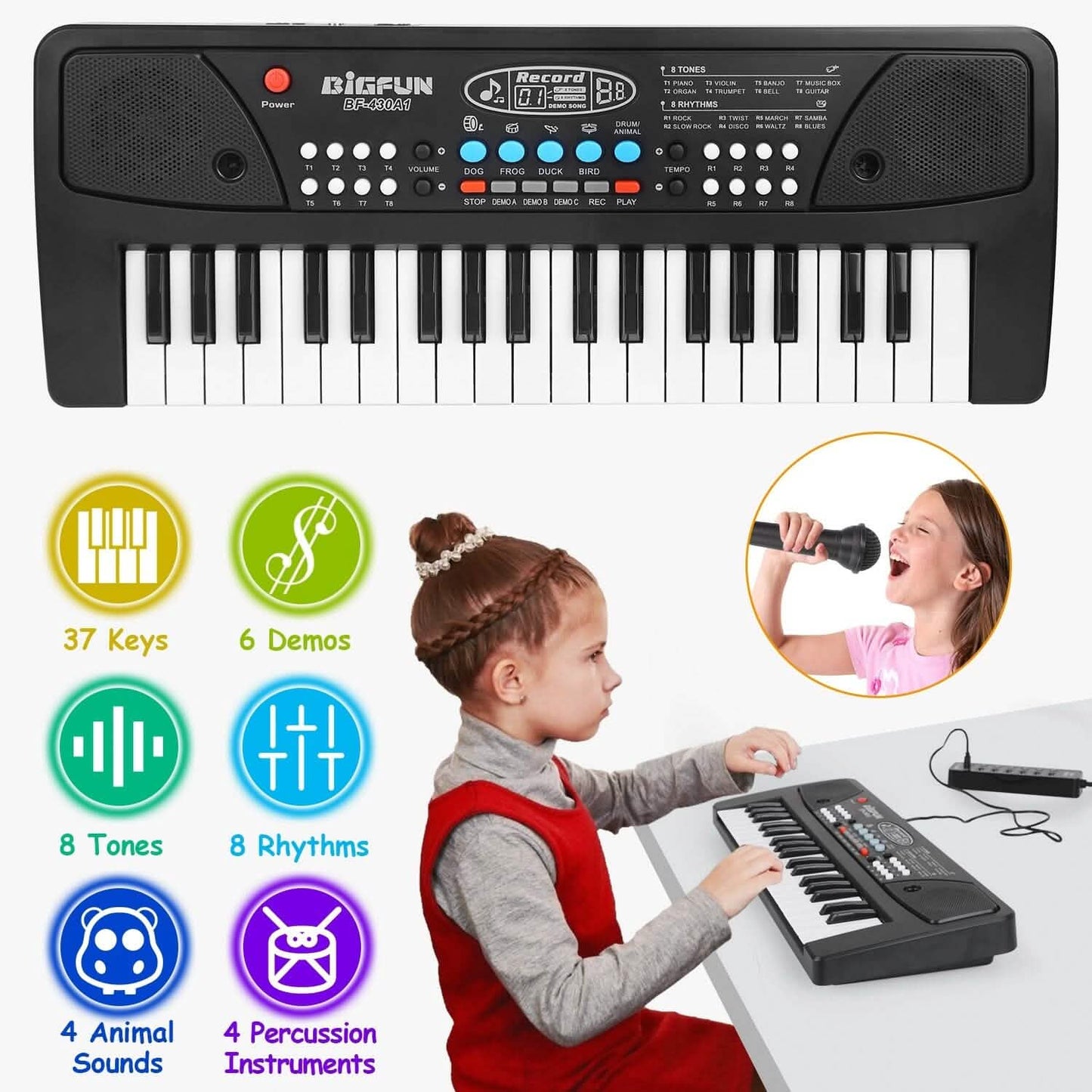 37 Keys Digital Music Electronic Keyboard Instrument with Microphone