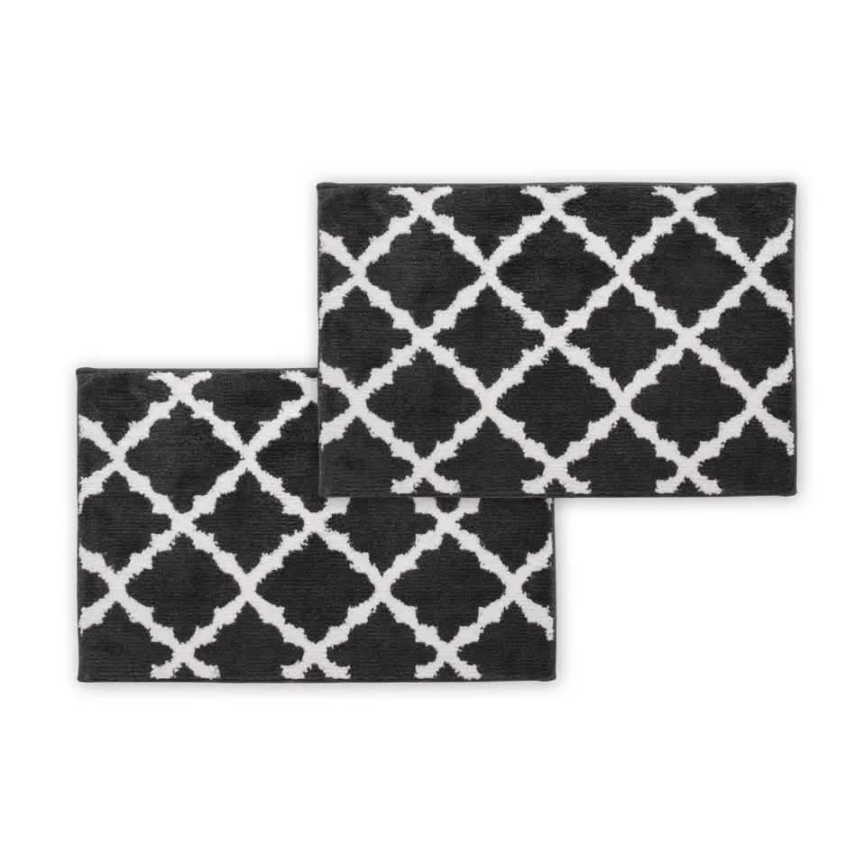 Bibb Home 1-2 Pack Trellis Micro Shag Bath Rugs 17" X 24"