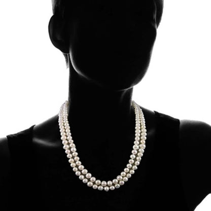 3-Piece Set: 36" White Freshwater Pearl Endless Necklace and Earrings Set