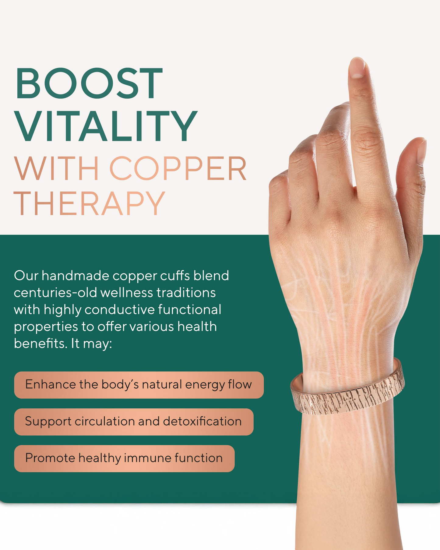 Pure Copper Cuff Bracelet – Timber