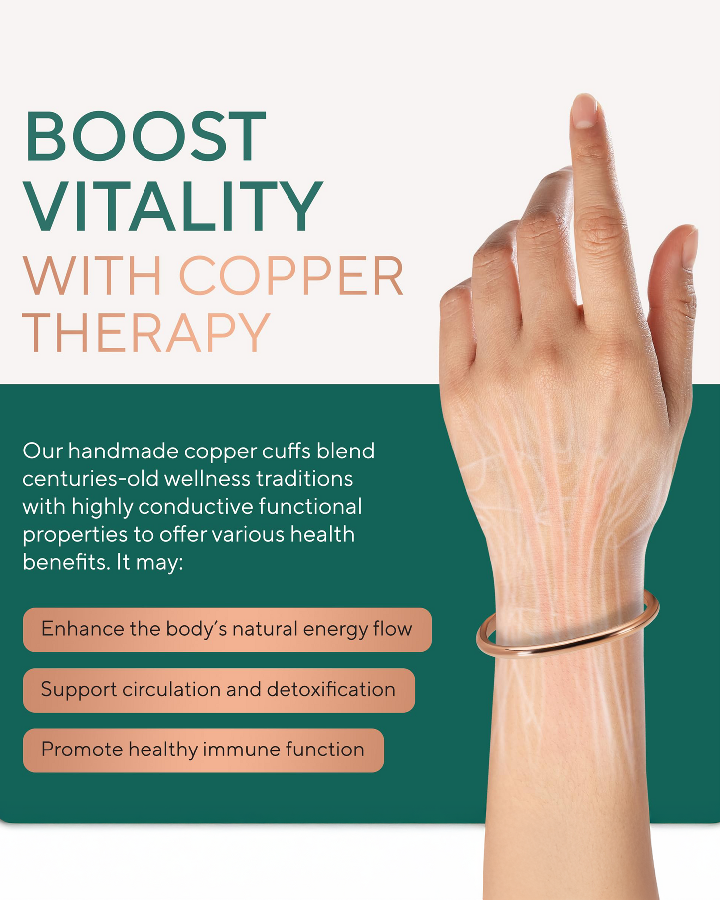 Pure Copper Cuff Bracelet – Barrel