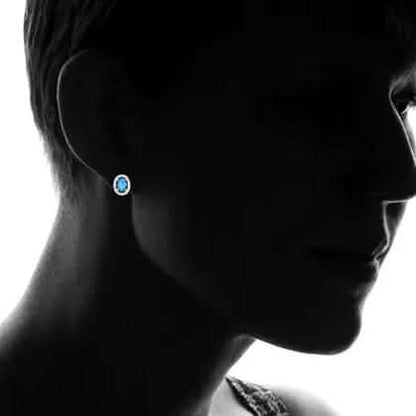 3CTW Oval Halo White, Blue, Pink Trio Opal Stud Earring Set