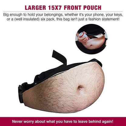3D Beer Belly Waist Pocket Fanny Pack and Top Prank Gag Gift Travel Carry Pouch