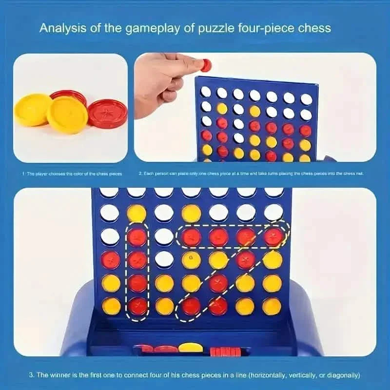 3D Classic A Row Chess, Foldable Board Line Up 4 Game