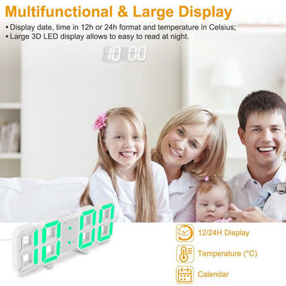 3D LED Digital Wall Clock
