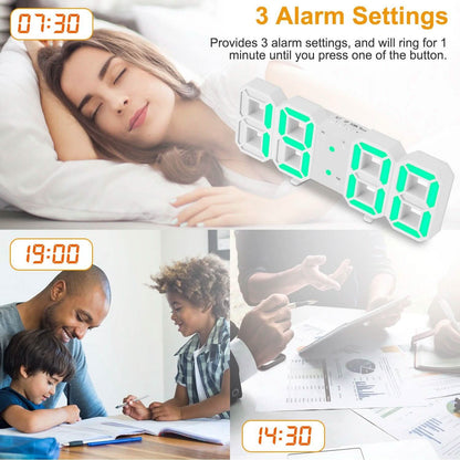 3D LED Digital Wall Clock