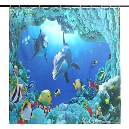 3D Printing Waterproof Shower Curtain Pedestal Rug Toilet Cover Bath Mat Set