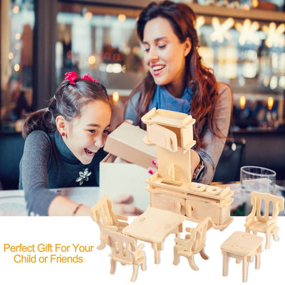 3D Wooden Dollhouse Furniture Puzzles