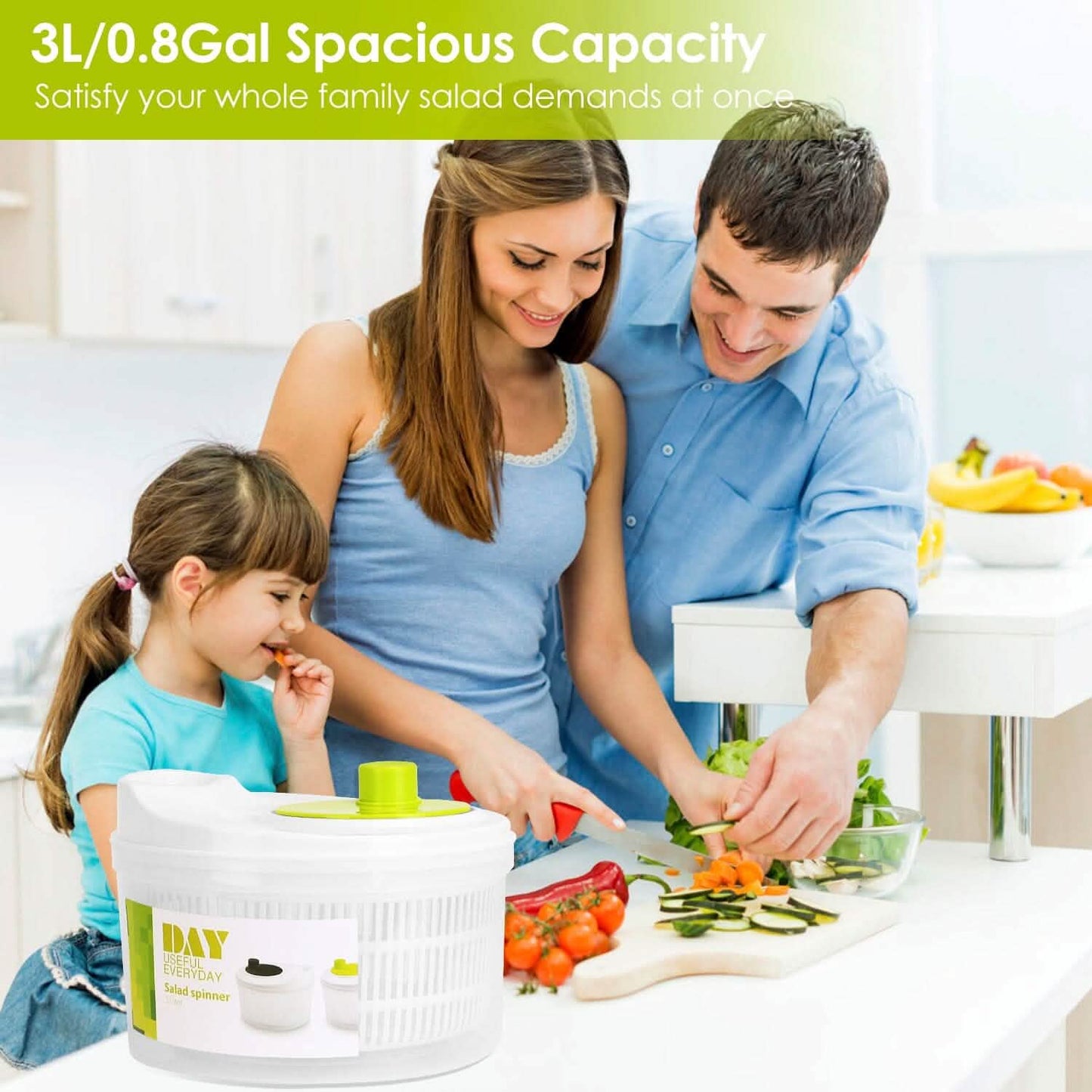 3L/0.8Gal Salad Spinner Washer with Lid