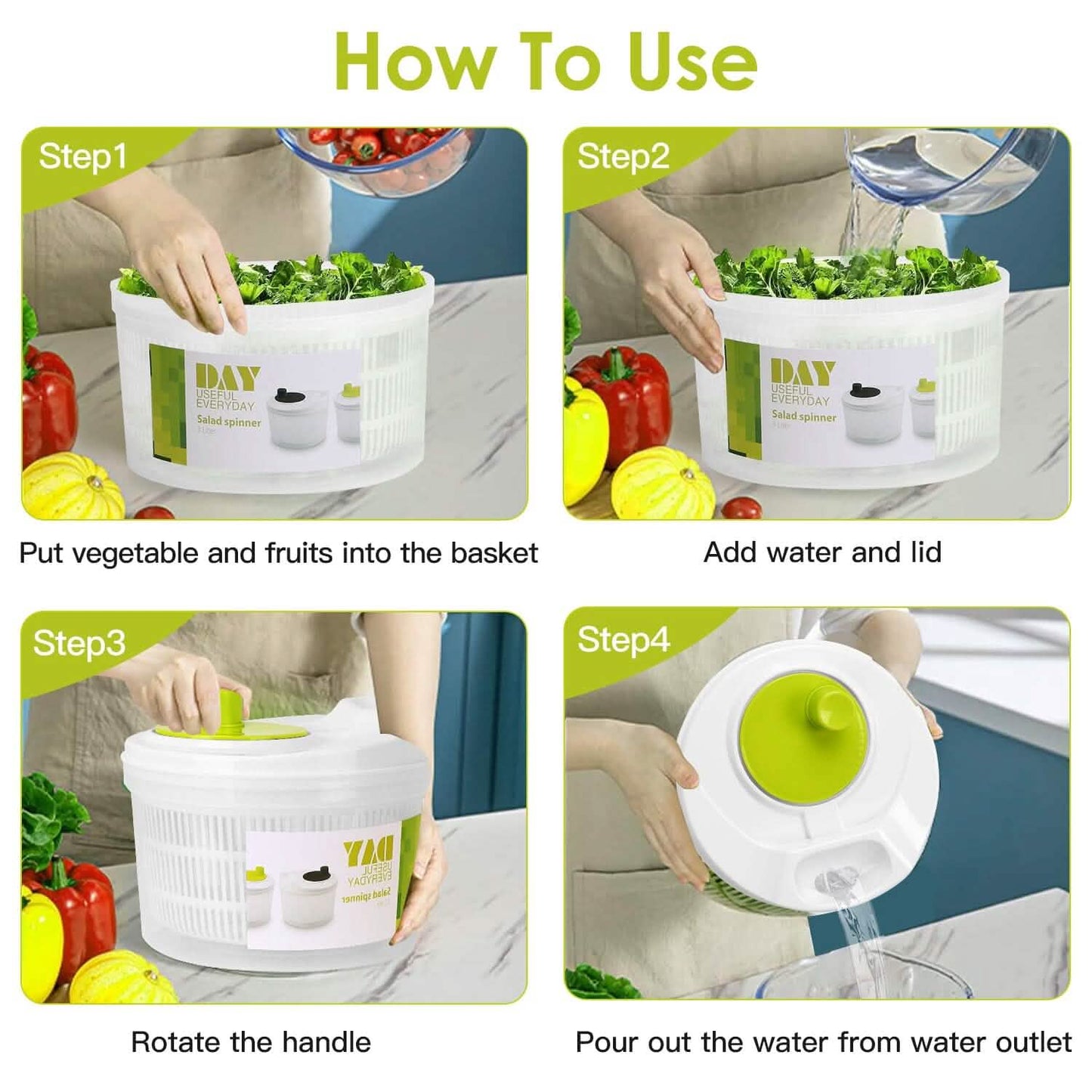 3L/0.8Gal Salad Spinner Washer with Lid