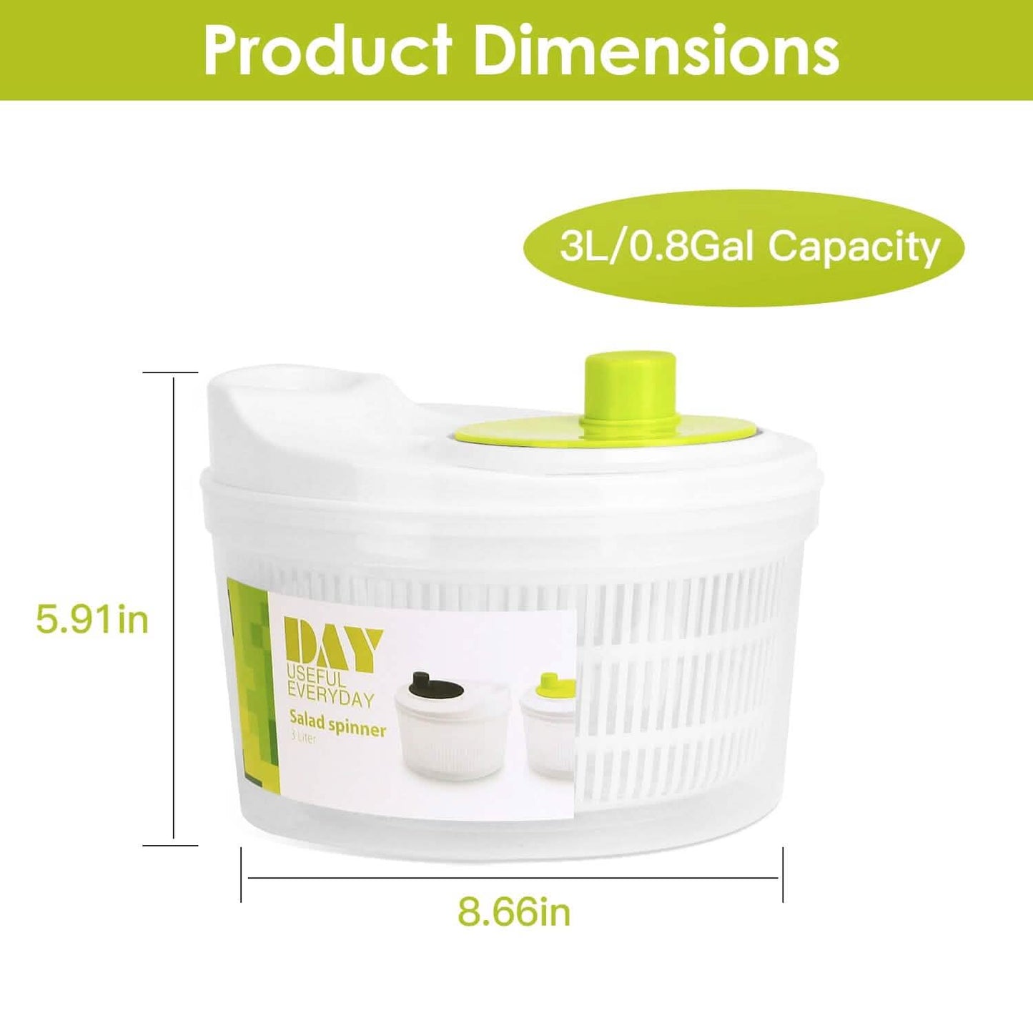 3L/0.8Gal Salad Spinner Washer with Lid