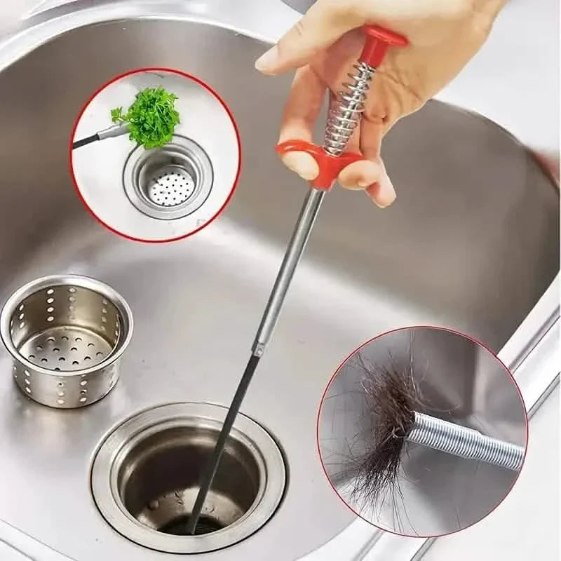 4-Claw Pipe Clog Remover, Spring Plumbing Tool for Kitchen Bathroom, Hair and Debris Catcher