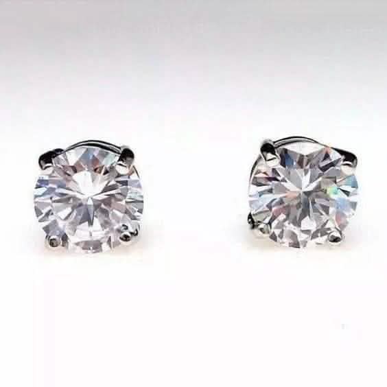 4 Ct Round Cut FL/D Lab Created White Sapphire Stud Earrings 14K White Gold