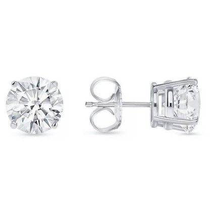 4 Ct Round Cut FL/D Lab Created White Sapphire Stud Earrings 14K White Gold