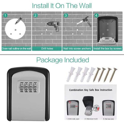 4-Digit Combination Password Wall Mounted Key Storage Lock Box