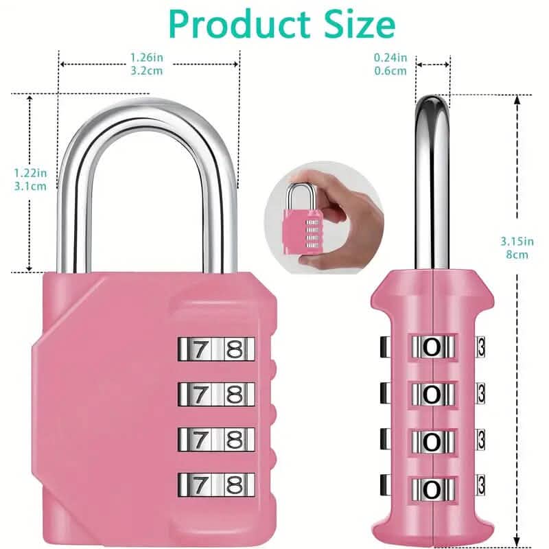 4-Digit Waterproof Zinc Alloy Combination Padlock