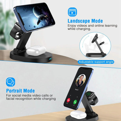 4-in-1 15W Foldable Magnetic Wireless Charging Station