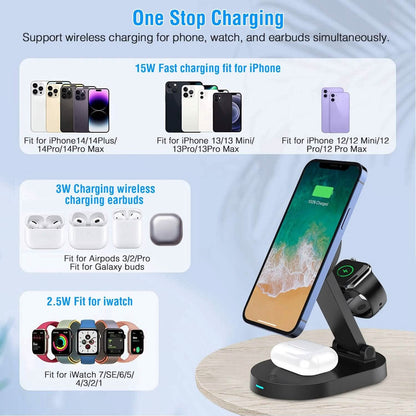 4-in-1 15W Foldable Magnetic Wireless Charging Station