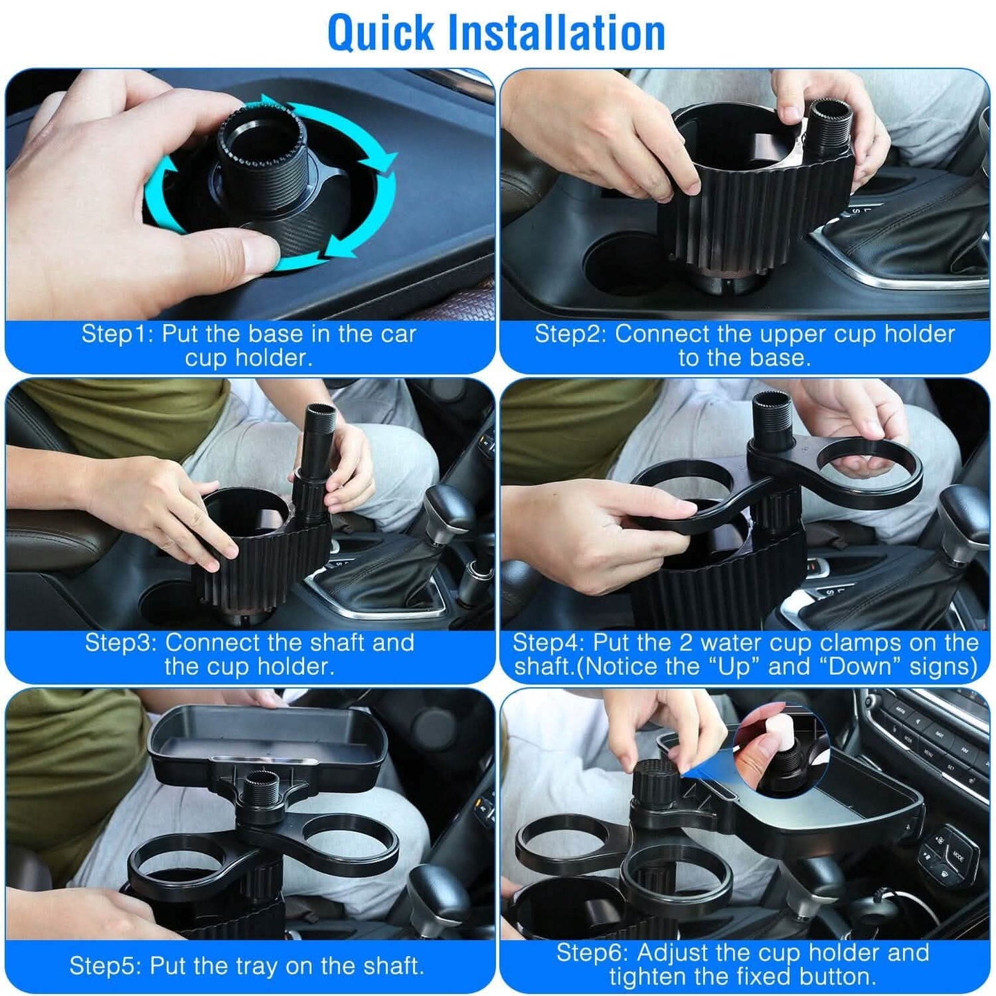 4-in-1 Car Cup Holder Tray Food Table