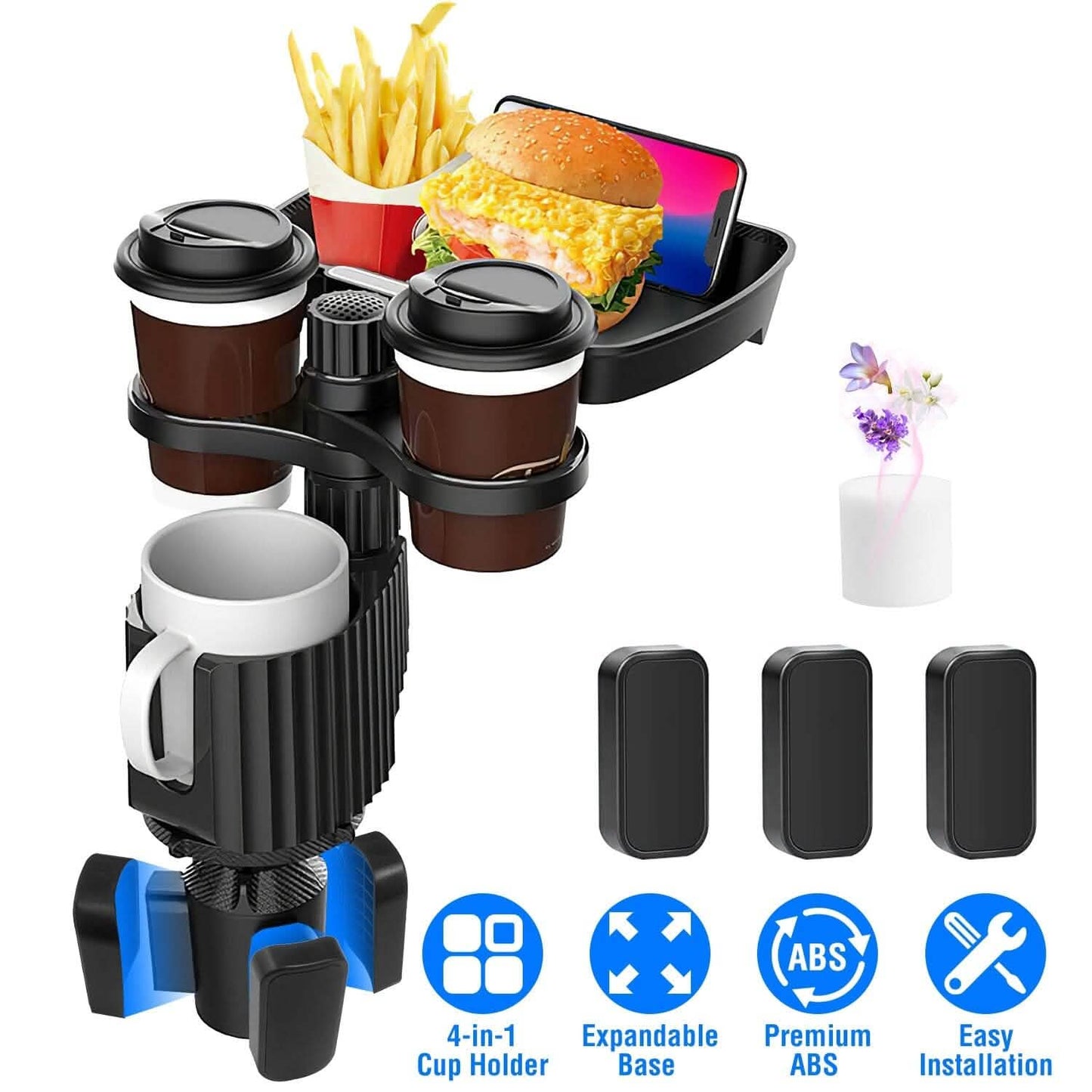 4-in-1 Car Cup Holder Tray Food Table