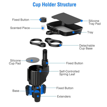 4-in-1 Car Cup Holder Tray Food Table