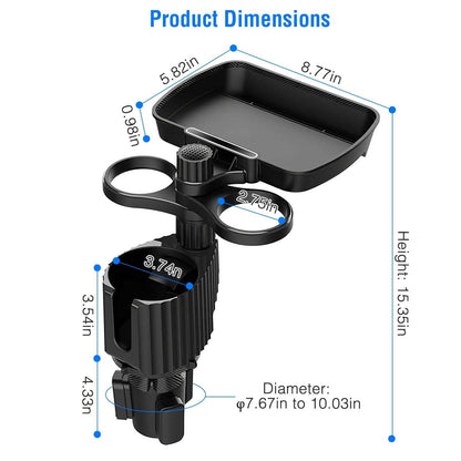 4-in-1 Car Cup Holder Tray Food Table