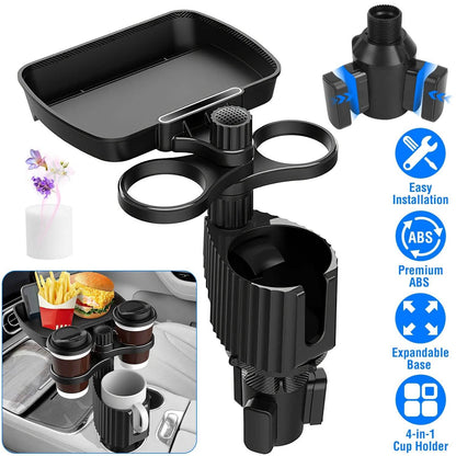 4-in-1 Car Cup Holder Tray Food Table