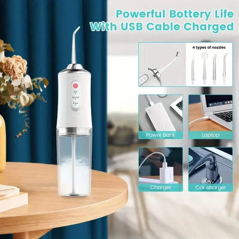 4-in-1 Cordless Water Flossers Oral Irrigator With DIY Mode 4 Jet Tips