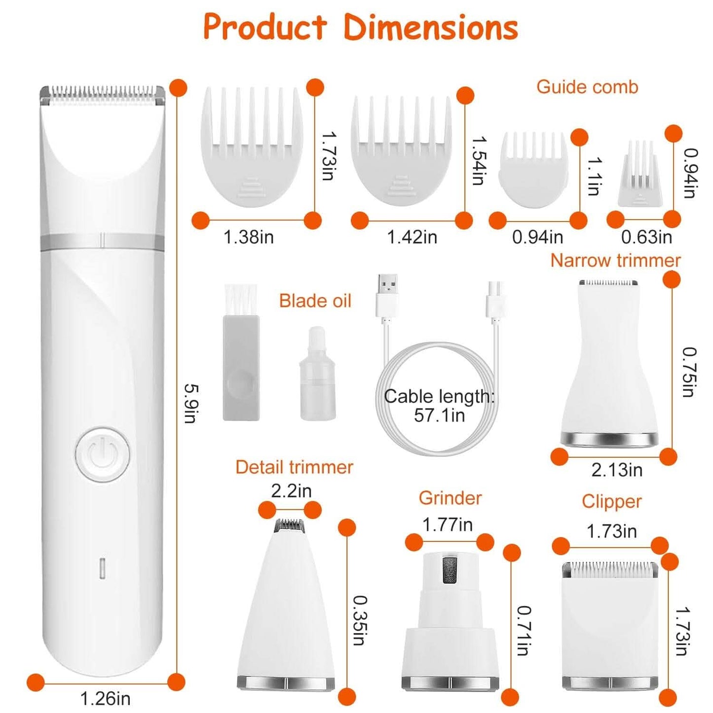 4-in-1 Electric Pet Dog Cat Grooming Kit Cordless Rechargeable