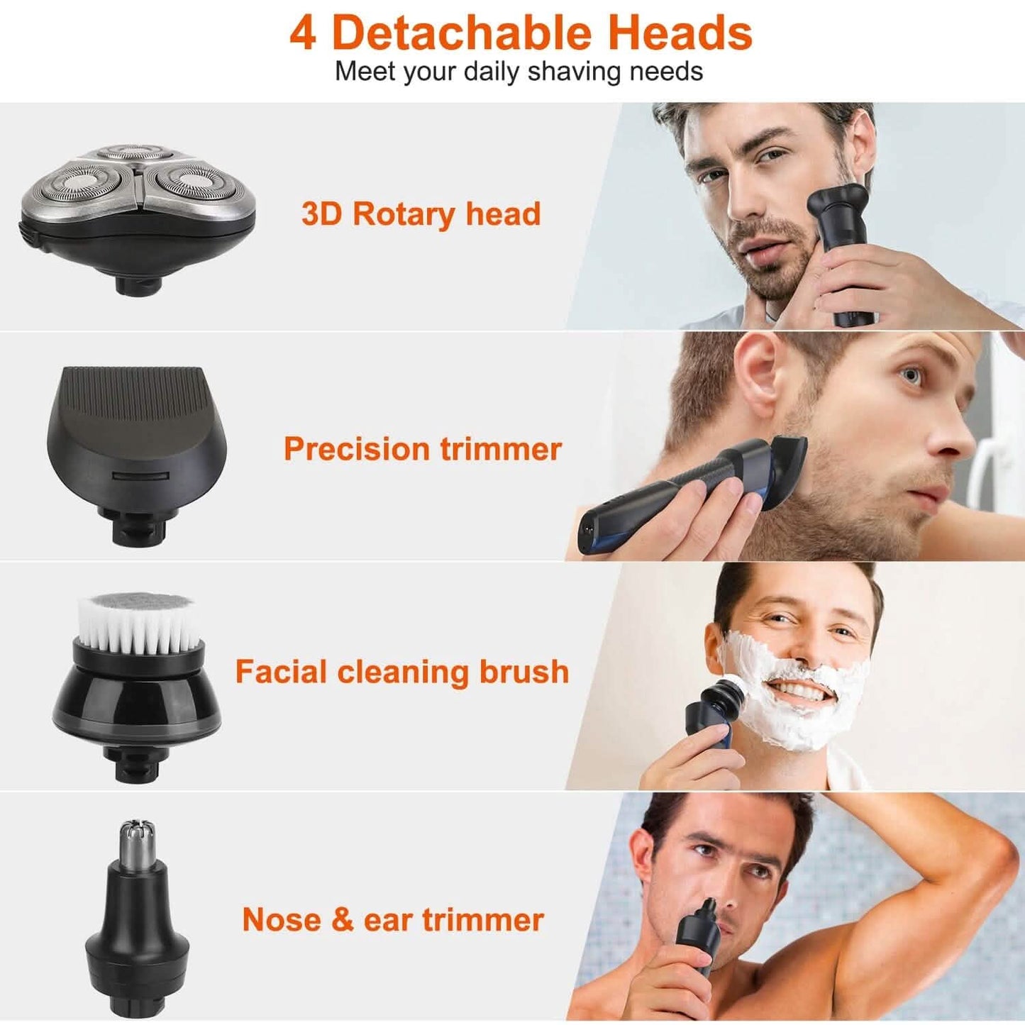 4-In-1 Electric Razor Shaver Rechargeable Cordless
