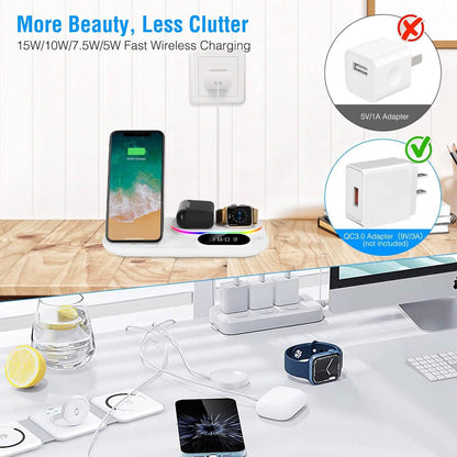 4-in-1 Foldable Wireless Charging Station Stand Dock