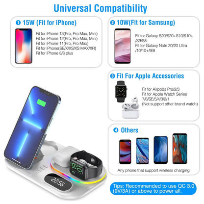 4-in-1 Foldable Wireless Charging Station Stand Dock