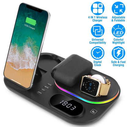 4-in-1 Foldable Wireless Charging Station Stand Dock