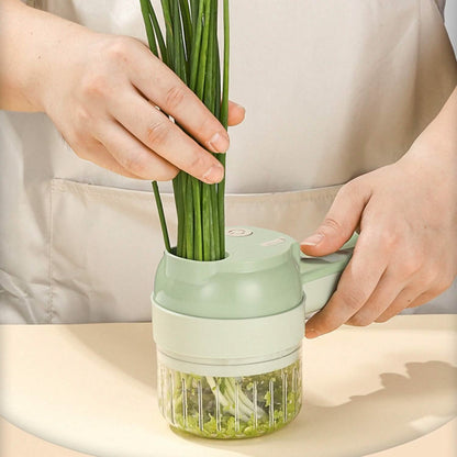4-in-1 Handheld Electric Vegetable Chopper, Grinder, Slicer and Dicer